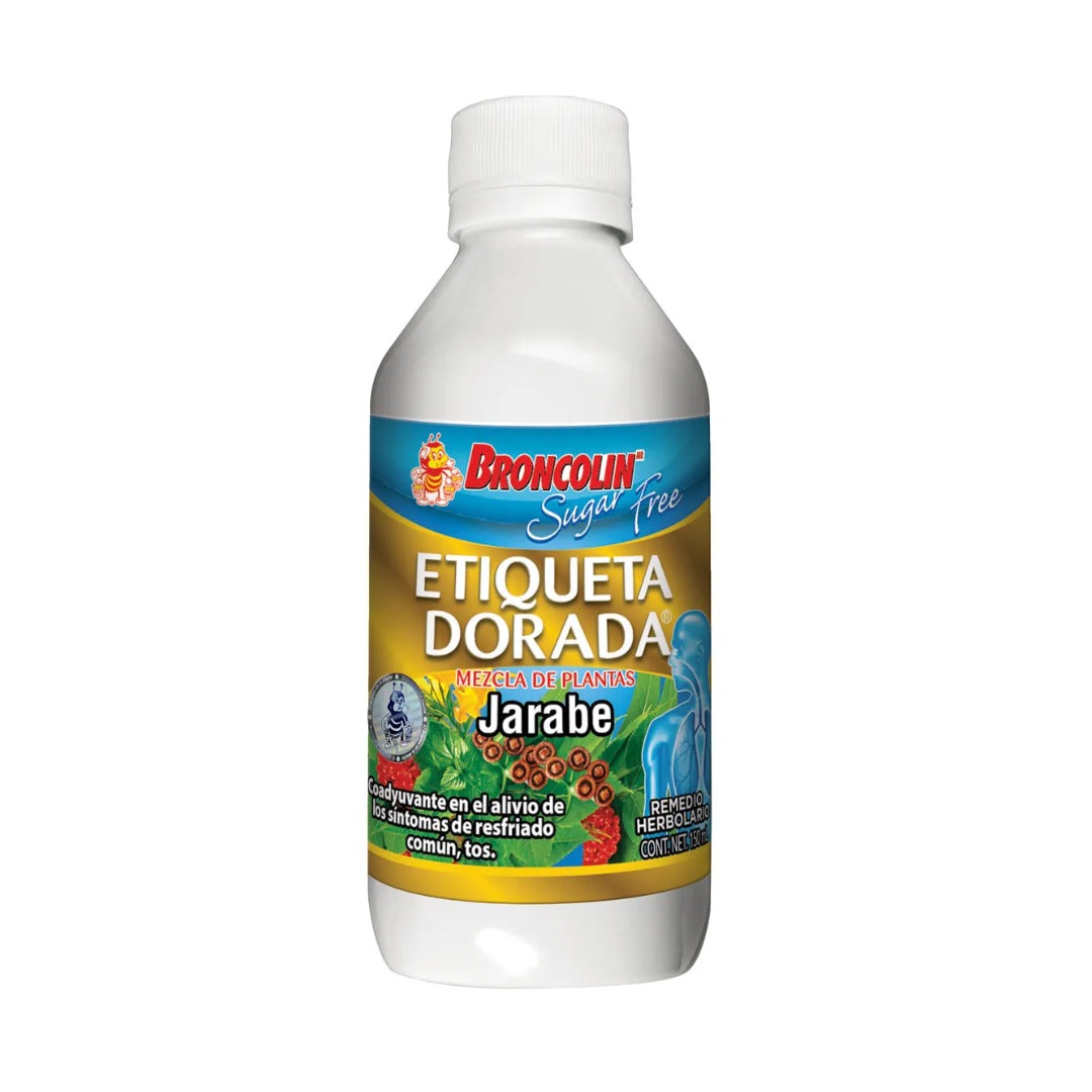 BRONCOLIN Etiqueta Dorada JARABE Sugar Free Fco. 150 ML.