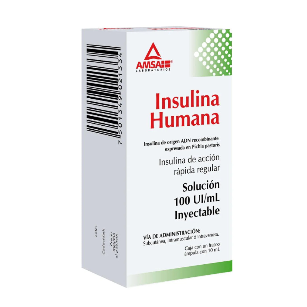 INSULINA HUMANA (Amsa) Sol. Iny. c/1 FCO. AMP. 10 ML. 100 UI/1 ML.