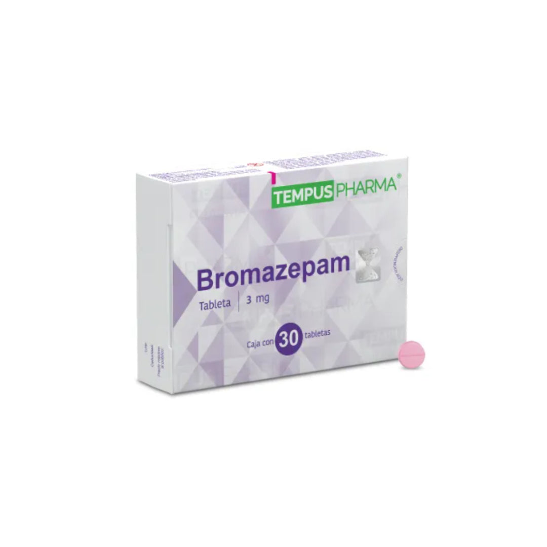 BROMAZEPAM 3 MG 30 TABLETAS GENÉRICO INV FARMA RX.