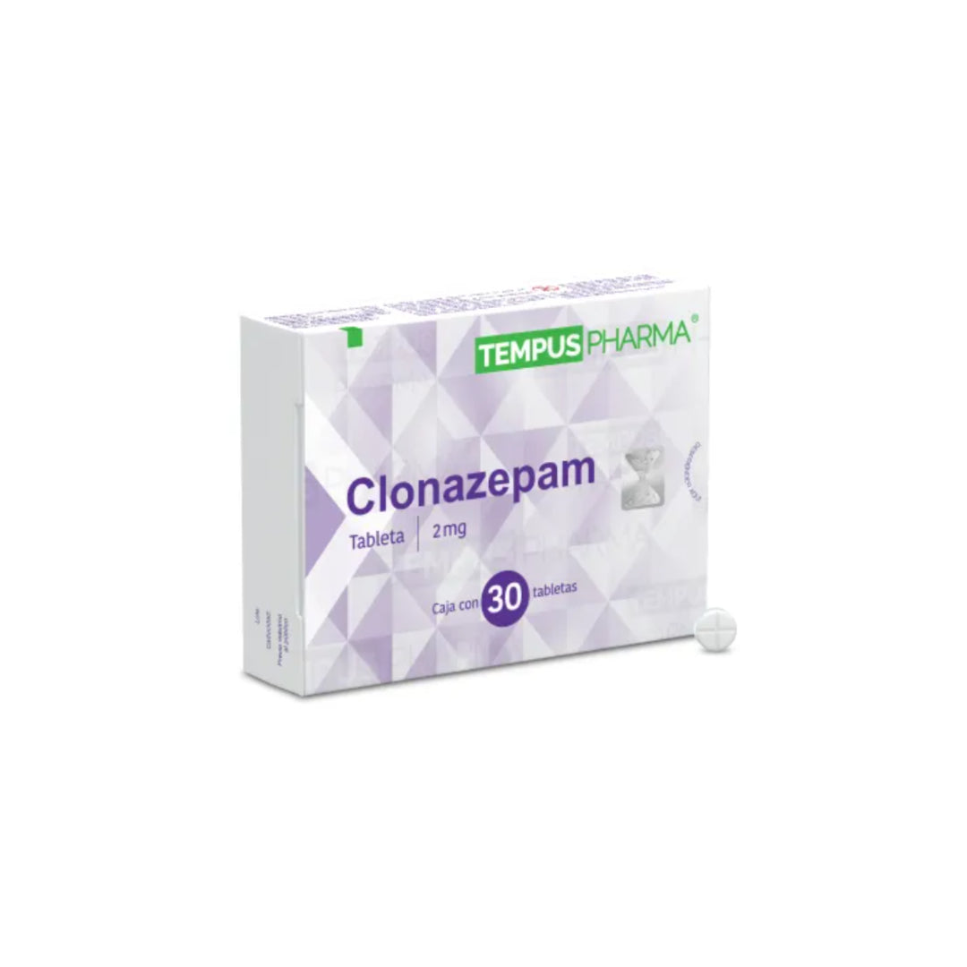 CLONAZEPAM 2 MG 30 TABLETAS GENÉRICO INV FARMA RX.