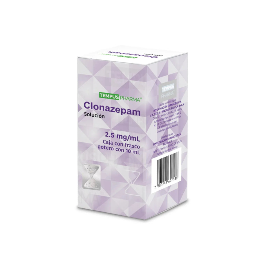 CLONAZEPAM SOLUCIÓN 2.5 MG/ML CAJA CON FRASCO GOTE RX.