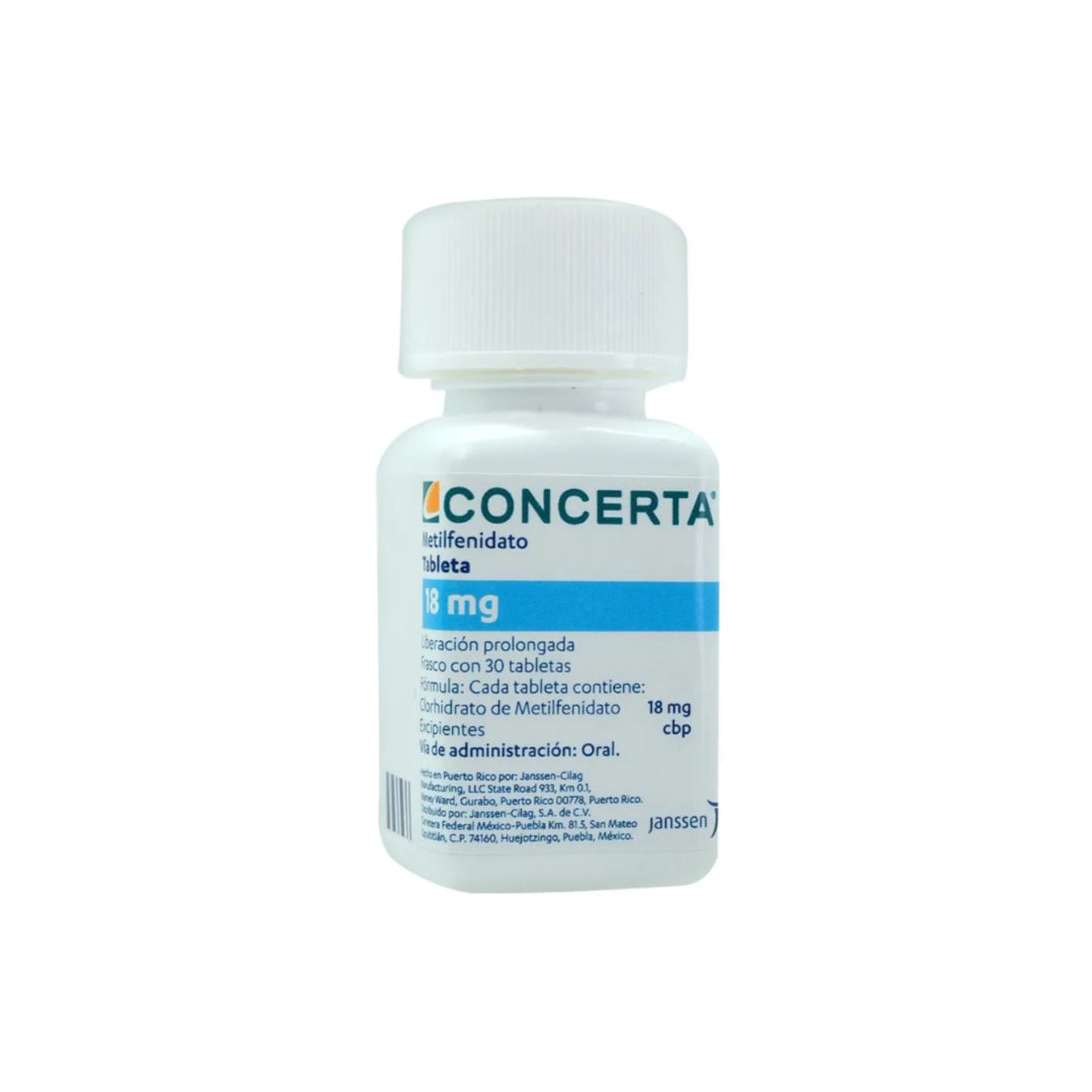 CONCERTA 18 MG 30 TABLETAS RX.