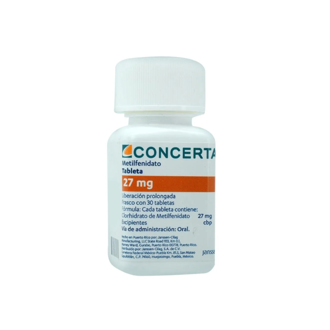 CONCERTA 27 MG 30 TABLETAS RX.