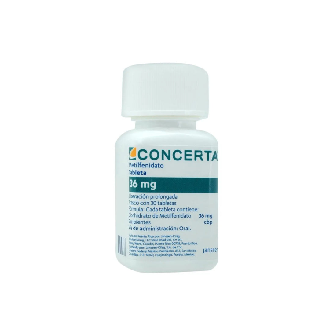 CONCERTA 36 MG 30 TABLETAS RX.
